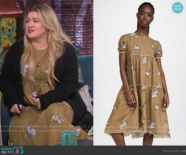 R13 Shredded Relaxed Midi Dress worn by Kelly Clarkson on The Kelly Clarkson Show