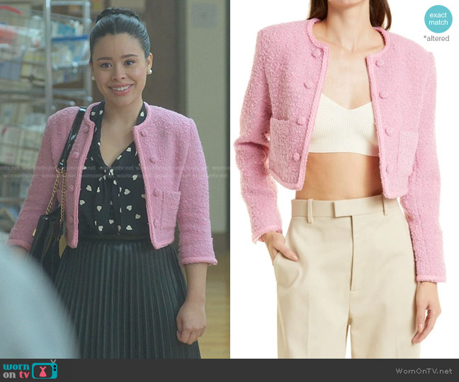 Rotate Birger Christensen Mie Crop Jacket worn by Mariana Foster (Cierra Ramirez) on Good Trouble