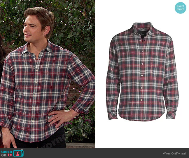 Rails Lennox Plaid Long-Sleeve Shirt worn by Johnny DiMera (Carson Boatman) on Days of our Lives