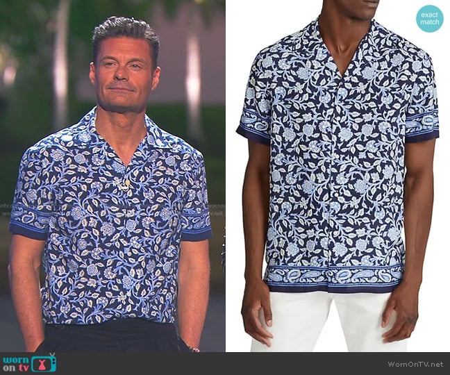 Ralph Lauren Purple Label Archer Paisley Print Short-Sleeve Shirt worn by Ryan Seacrest on American Idol