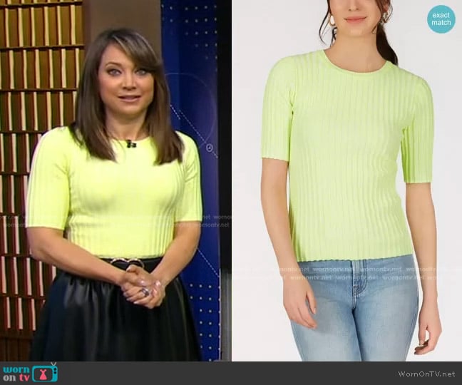 525 America Ribbed Knit Top worn by Ginger Zee on Good Morning America