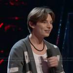 Ryley Tate Wilson’s grey print cardigan on  The Voice