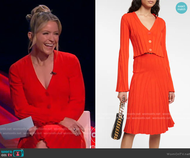 Stella McCartney Ribbed-knit cotton cardigan worn by Sara Haines on The View