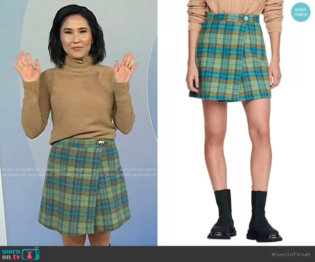 Sandro Darla Plaid Skirt worn by Vicky Nguyen on Today