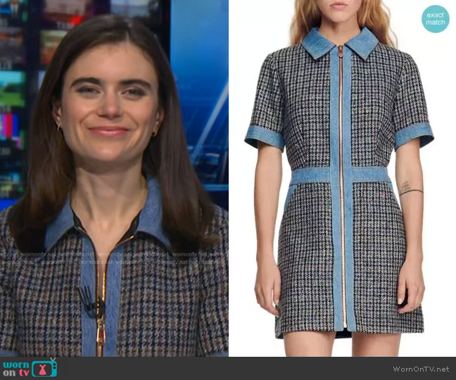 Sandro Mary Denim-Trim Minidress worn by Pippa Stevens on NBC News Daily