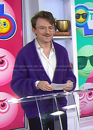 Sean Hickey's purple fuzzy cardigan on Today