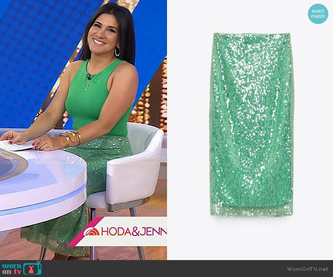 Zara Sequin Pencil Skirt worn by Joelle Garguilo on Today