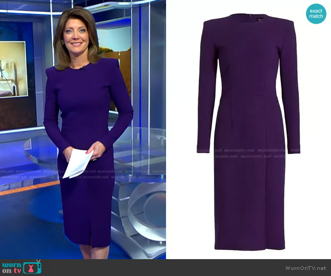 Sergio Hudson Signature Knee-Length Dress worn by Norah O'Donnell on CBS Evening News