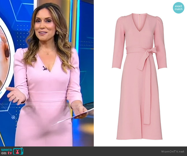 WornOnTV: Rhiannon Ally’s pink v-neck dress on Good Morning America ...
