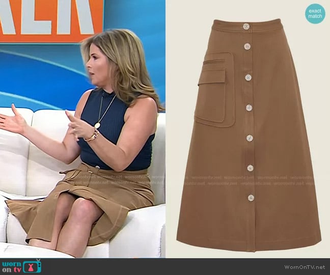 Pearl by Lela Rose Stretch Cotton Button Front Skirt worn by Jenna Bush Hager on Today