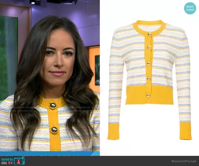 Milly Striped Tweed Cardigan worn by Kaylee Hartung on Today