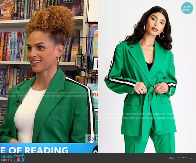 Future Collective with Kahlana Barfield Brown Tie-Front Blazer worn by Jess Sims on Good Morning America