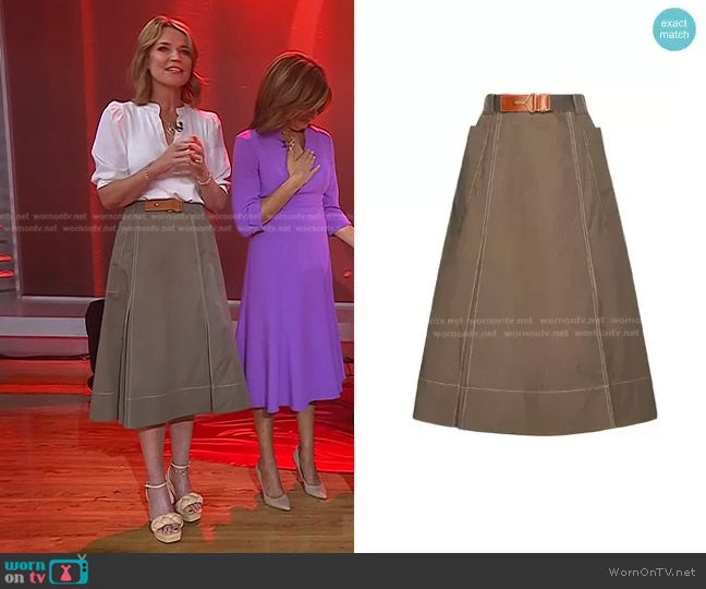 Tory Burch Poplin Pleated Skirt worn by Savannah Guthrie on Today