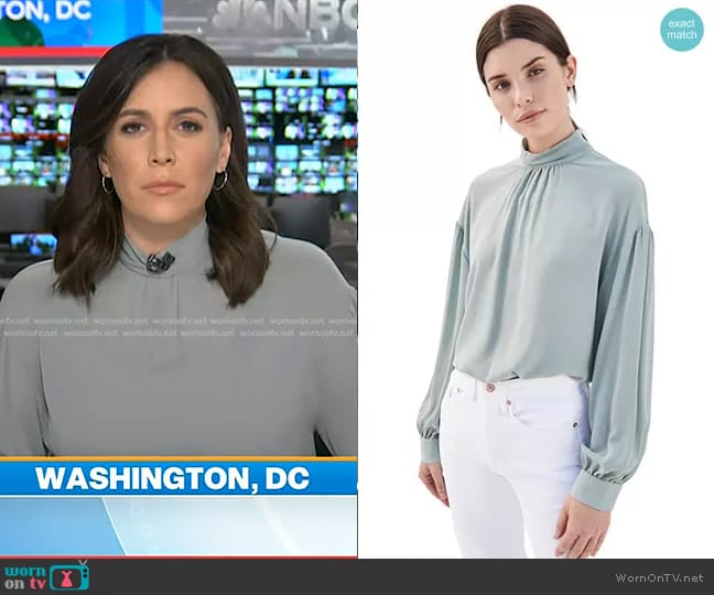 Vince Shirred Mock Neck Blouse worn by Hallie Jackson on Today