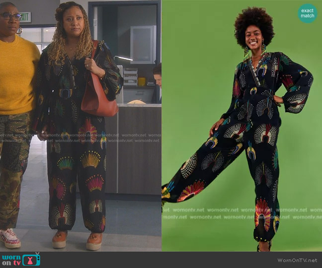 Farm Rio Wonderful Headress Long Sleeve Jumpsuit worn by Karen Wilson (Tracie Thoms) on 9-1-1