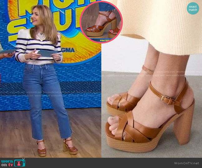 Zara Block Heel Leather Sandals worn by Lori Bergamotto on Good Morning America