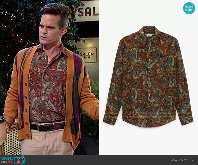 Zara Textured Paisley Shirt worn by Leo Stark (Greg Rikaart) on Days of our Lives