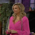 Abby’s pink pleated wrap dress on The Young and the Restless