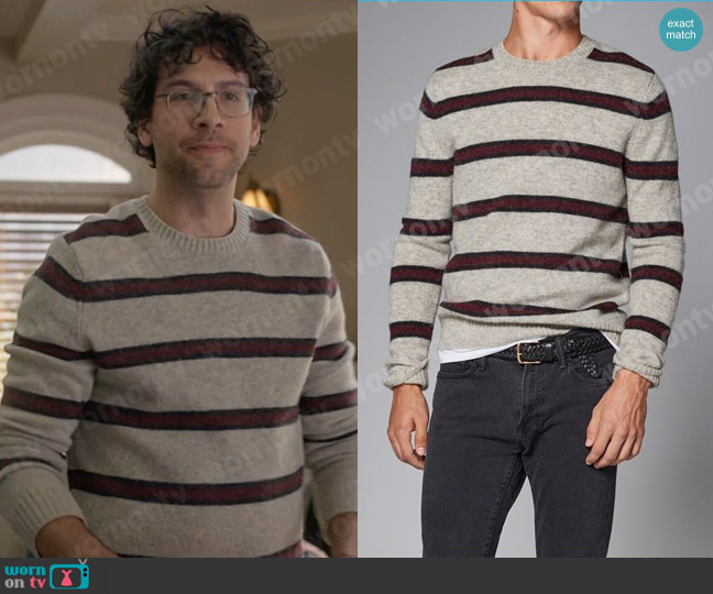 Abercrombie & Fitch Striped Sweater worn by Edward (Rick Glassman) on Not Dead Yet