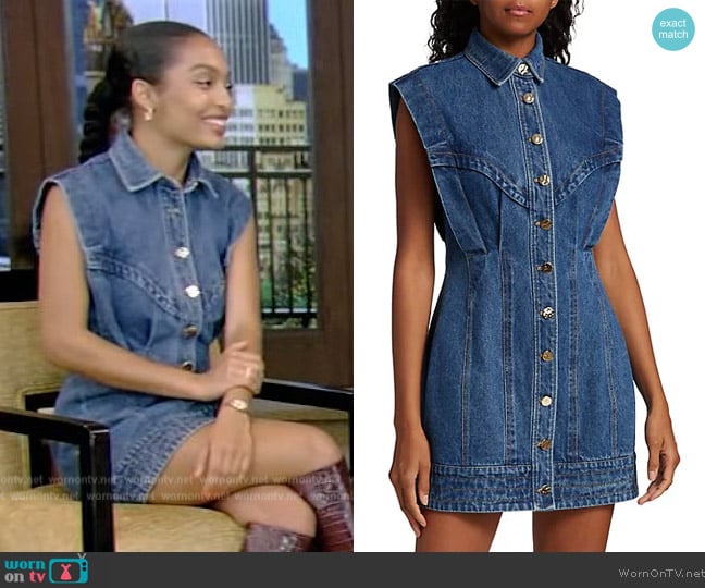 Acler Taren Denim Minidress worn by Yara Shahidi on Live with Kelly and Mark