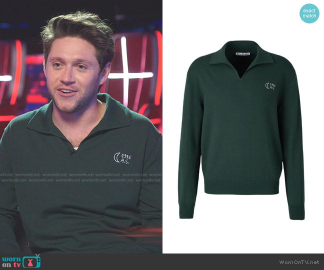 Acne Studios Embroidered Polo Sweater worn by Niall Horan on The Voice