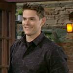 Adam’s black crosshatch print shirt on The Young and the Restless