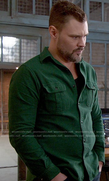 Adam's green button down shirt on Chicago PD