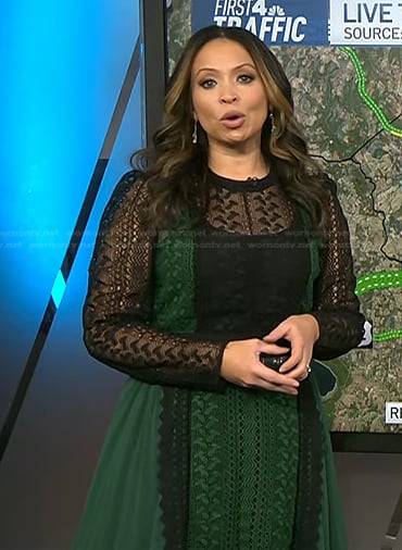 Adelle's black and green lace dress on Today