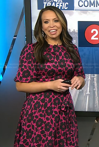 Adelle’s black and pink floral dress on Today