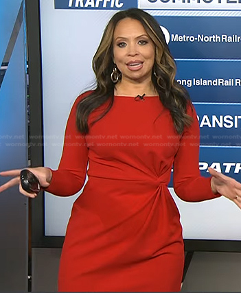 Adelle's red twist detail dress on Today