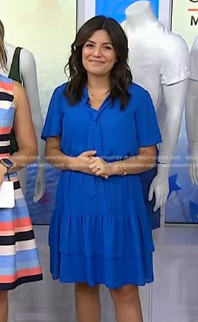 Adrianna's blue tie neck dress on Today