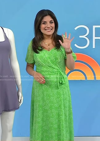 Adrianna's green floral wrap dress on Today