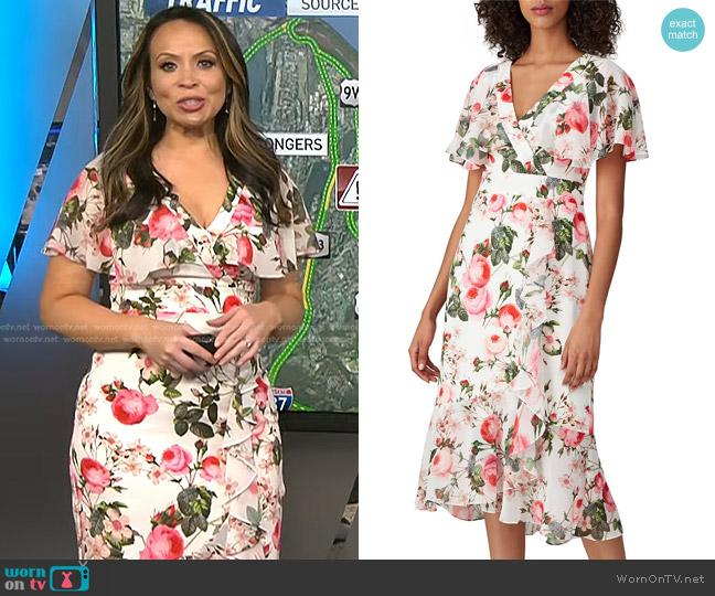 Adrianna Papell Floral Flutter Sleeve Dress worn by Adelle Caballero on Today