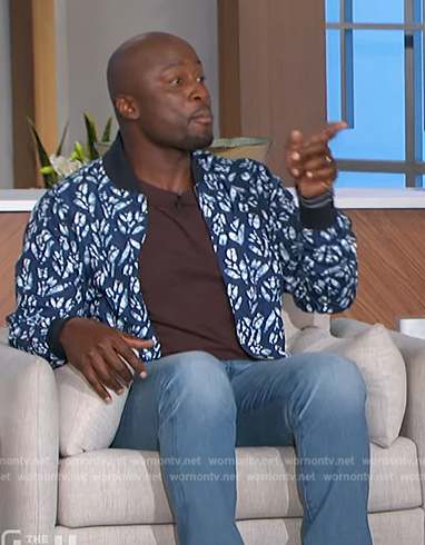 Akbar’s blue floral bomber jacket on The Talk