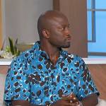 Akbar’s blue leopard print shirt on The Talk