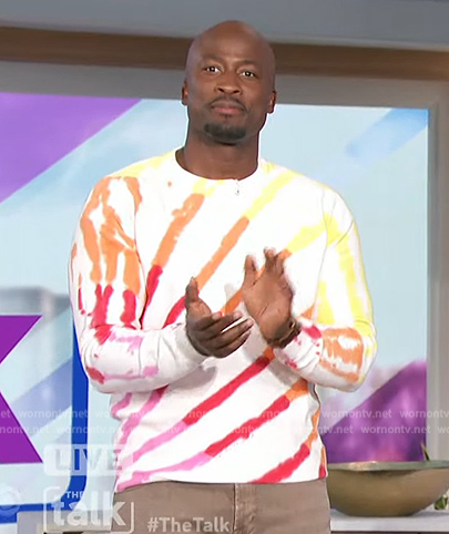 Akbar’s white tie dye sweatshirt on The Talk