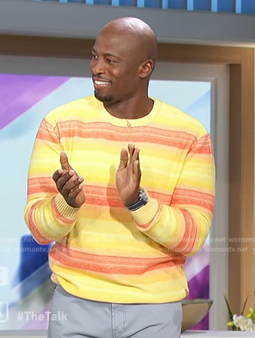 Akbar’s yellow striped sweater on The Talk