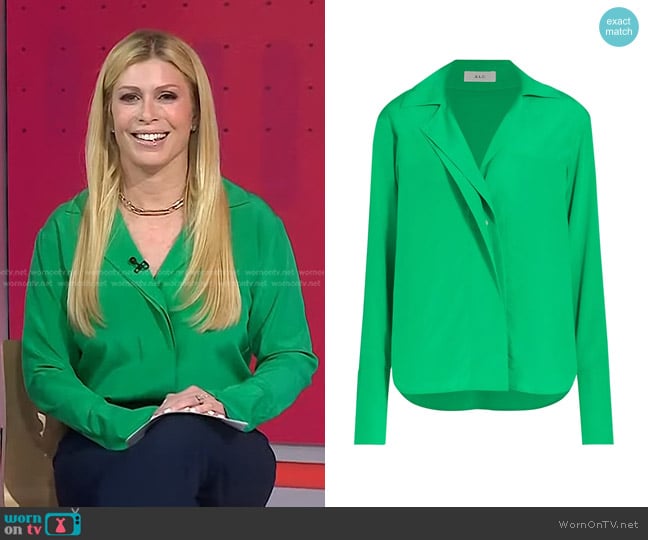 A.L.C. Kinsley Stretch Silk Blouse in Deep Agave worn by Jill Martin on Today