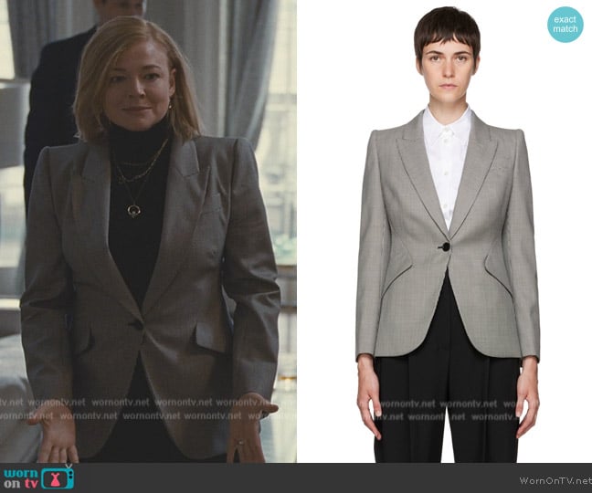 Alexander McQueen Black Wool Blazer worn by Shiv Roy (Sarah Snook) on Succession