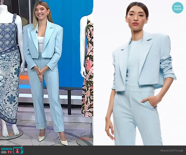 Alice + Olivia Shan Oversized Crop Blazer worn by Katie Sands on Today