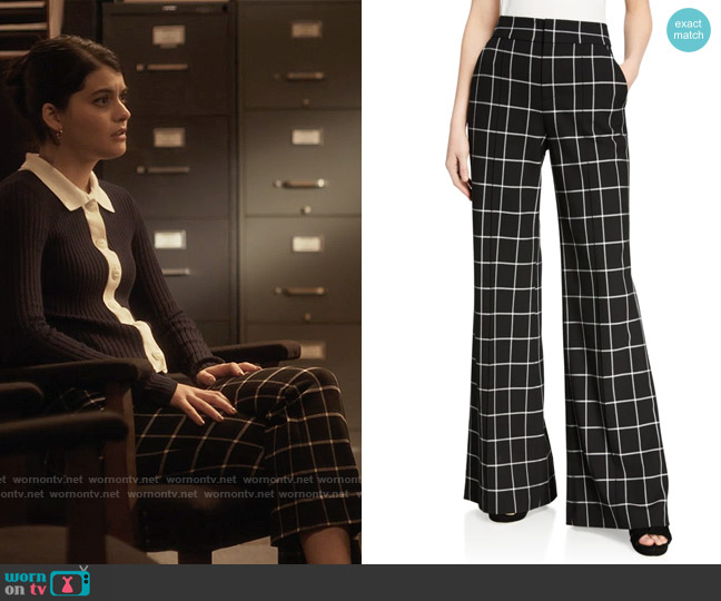 Alice + Olivia Dylan Windowpane Pants worn by Samantha Fink (Sofia Black-D'Elia) on Single Drunk Female