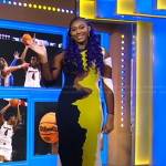 Aliyah Boston’s black and yellow printed maxi dress on Good Morning America