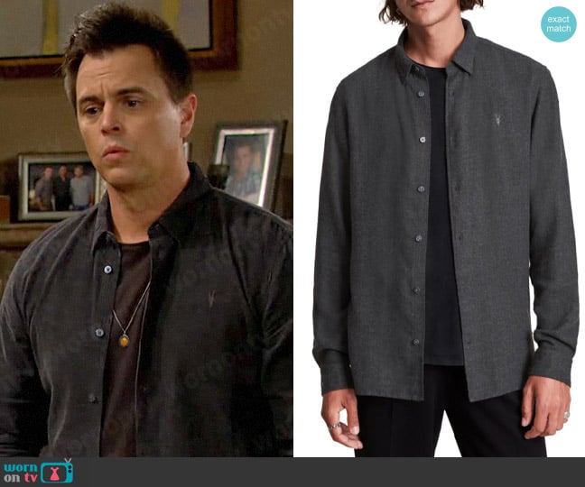 All Saints Hemlock Mélange Button-Up Shirt worn by Wyatt Spencer (Darin Brooks) on The Bold and the Beautiful