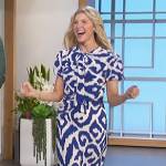 Amanda’s blue twist front printed dress on The Talk