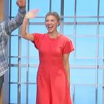 Amanda’s coral midi dress on The Talk