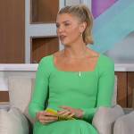 Amanda’s green ribbed cutout dress on The Talk