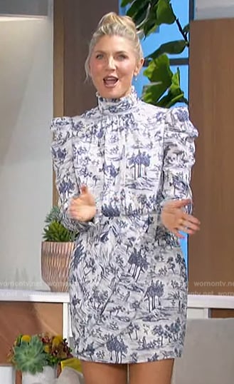 Amanda's white printed mini dress on The Talk