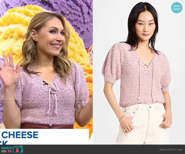 Amo Aviva Short Sleeve Sweater worn by Lori Bergamotto on Good Morning America