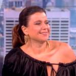 Ana’s black satin off shoulder blouse on The View