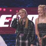 Ana Heichel’s black plaid pants on The Voice